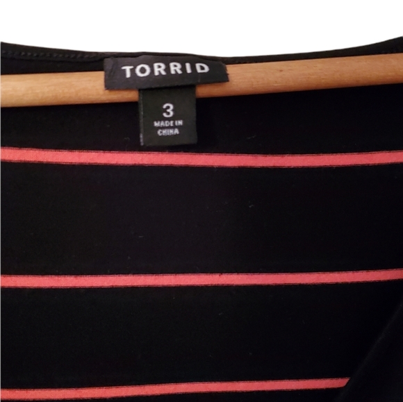 Torrid Wrap Dress Black with Hot Pink Stripes Size 3 - Picture 3 of 5